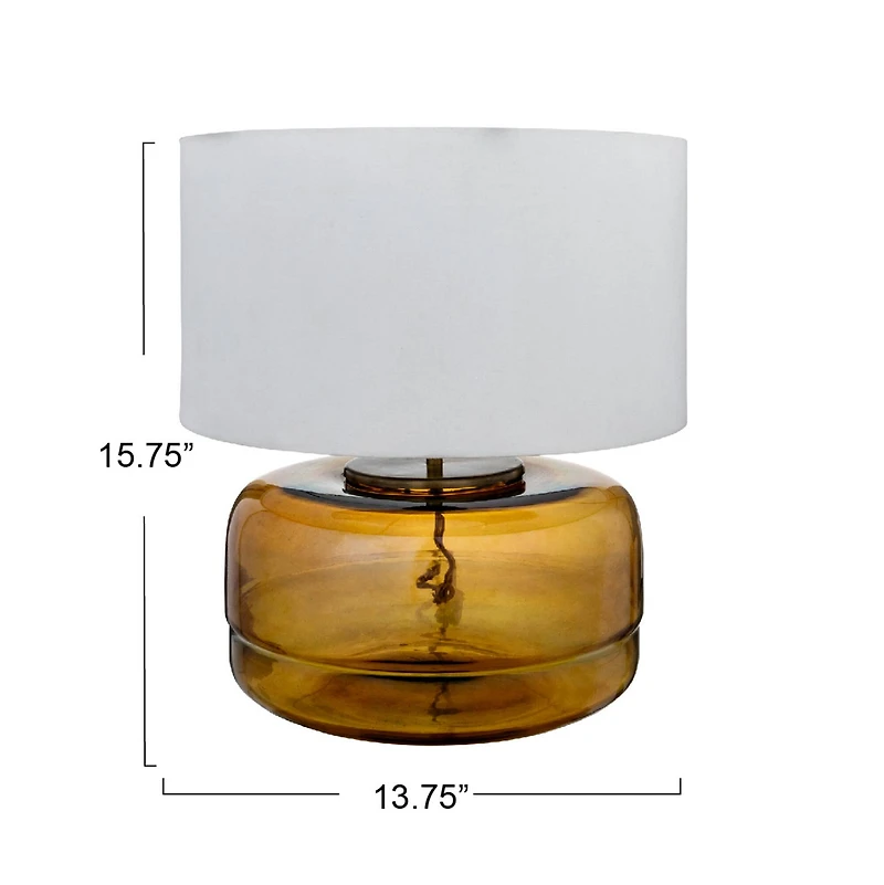 Hello Honey® 16" Amber Glass Table Lamp with White Cotton Shade