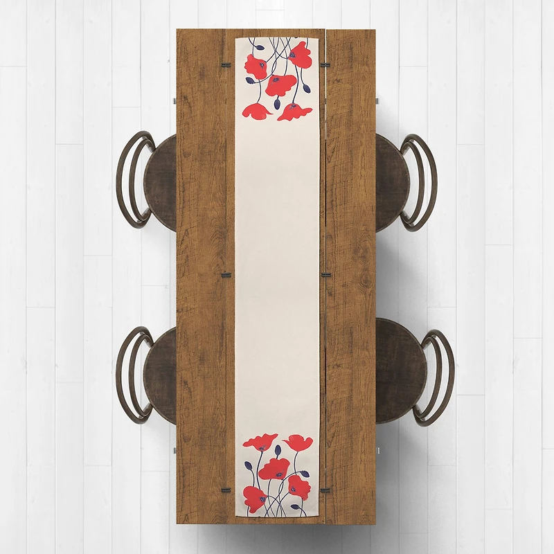 Simple Red Poppies Cotton Twill Runner