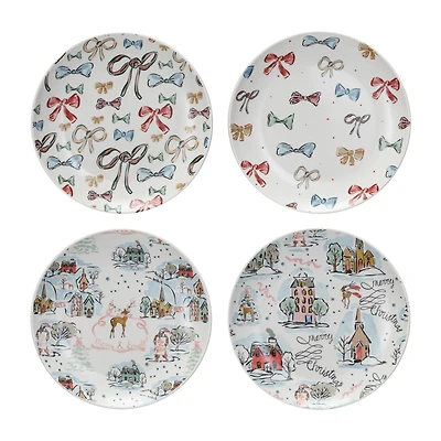 Hello Honey® 8" Holiday Round Stoneware Plate Set