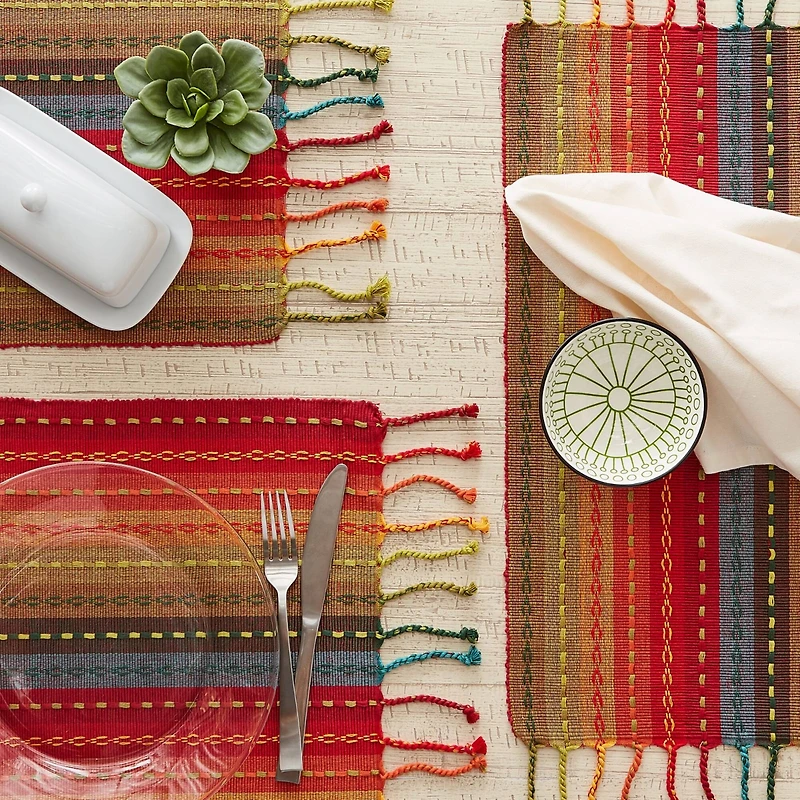 DII® Spice Tonal Stripe With Fringe Placemats, 6ct.