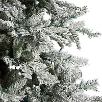 9.5ft. Pre-Lit Slim Flocked Nova Scotia Spruce Artificial Christmas Tree, White LED Lights