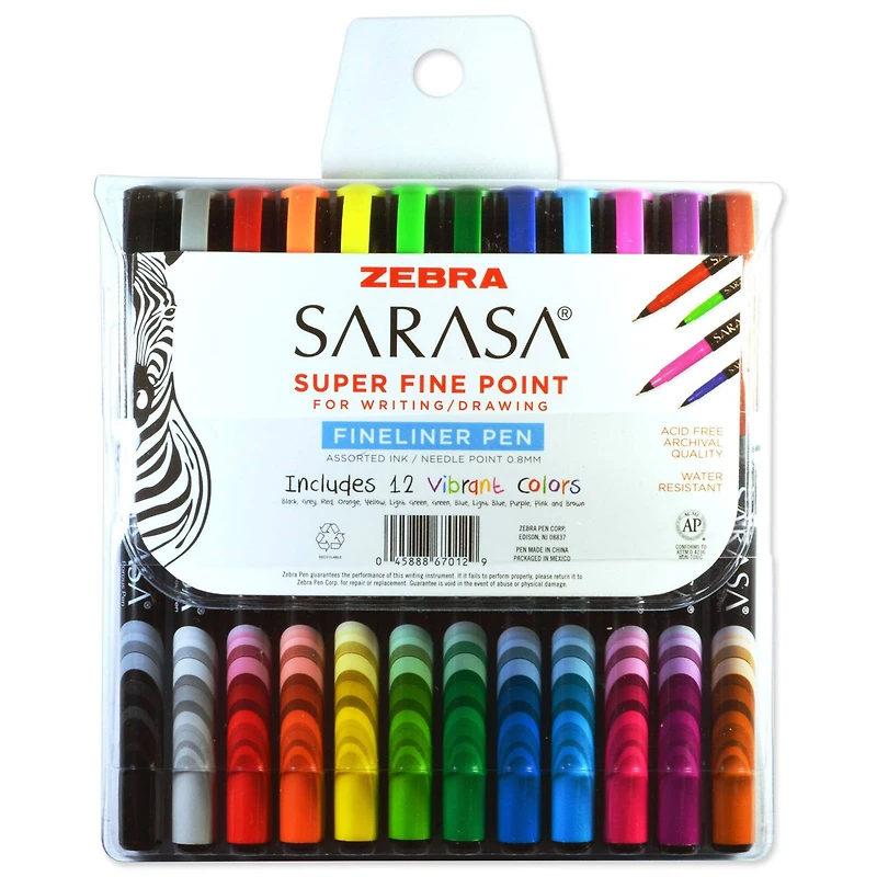 Sarasa® Super Fine Point Fineliner Pens, 12ct.