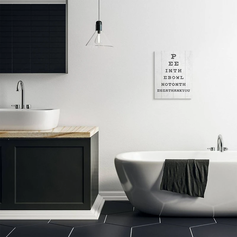 Stupell Industries Bathroom "Pee in the Bowl" Seeing Eye Chart Canvas Wall Art