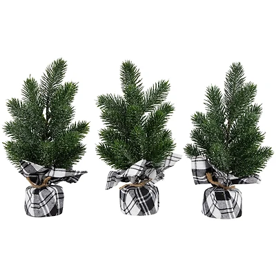10" Unlit Iced Pine Artificial Christmas Tree Set