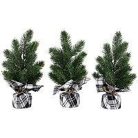 10" Unlit Iced Pine Artificial Christmas Tree Set