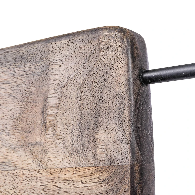 Hello Honey® 17.5" Natural and Black Minimalist Wood Cutting Board with Metal Handle