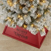 Glitzhome® 32" Red Trapezoid Believe in the Magic Christmas Tree Collar