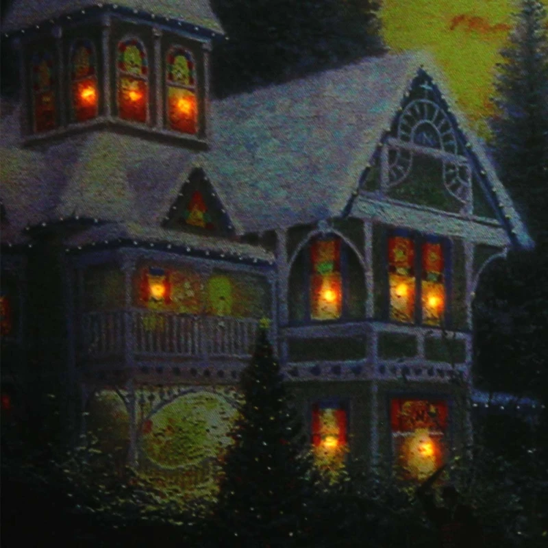 LED Lighted Victorian Christmas At Sunset Canvas Wall Art