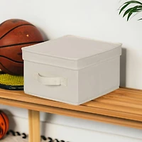 Household Essentials Medium Natural Canvas Storage Bin with Lid