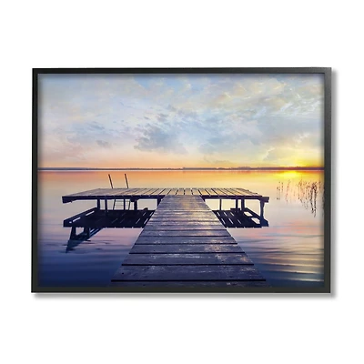 Stupell Industries Tranquil Lake Dock Sunset Nautical Summer Sanctuary Framed Wall Art