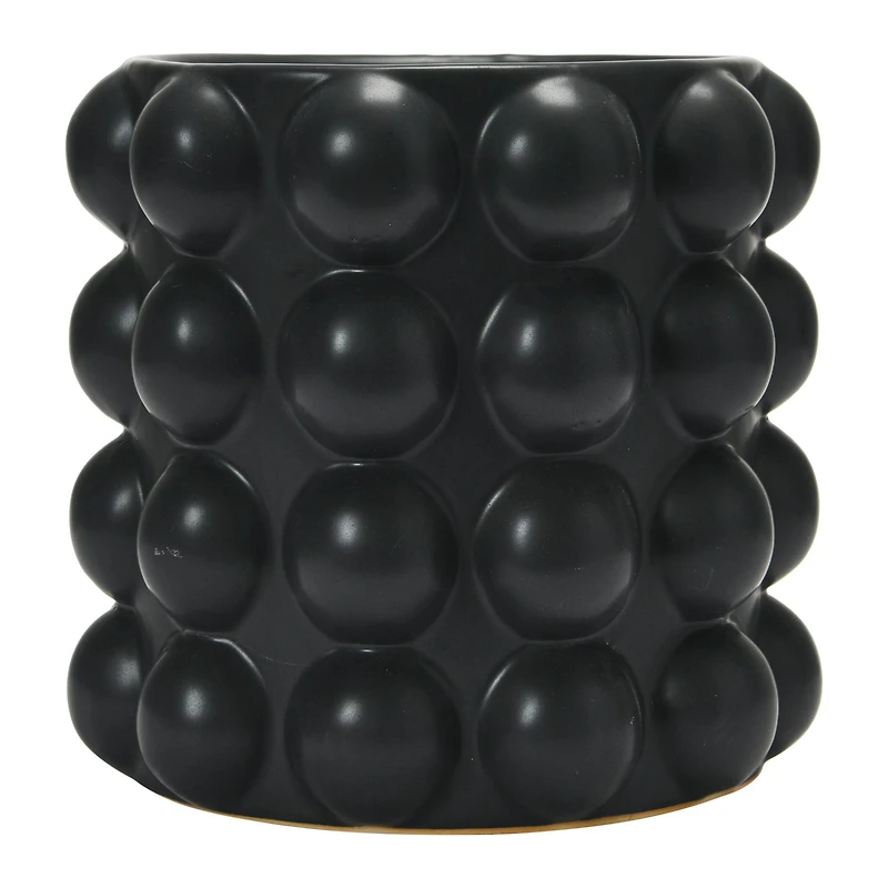 Hello Honey® 9" Black Stoneware Planter with Raised Dots