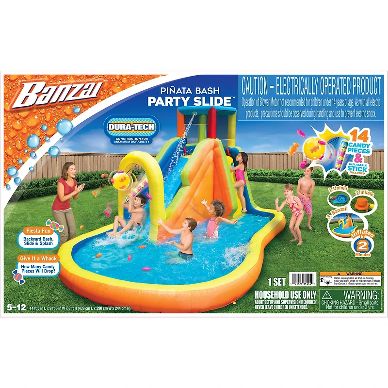 Banzai® 14ft. Inflatable Piñata Bash Party Slide™ Water Park