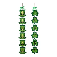 Glitzhome® 30" Set of 2 St. Patrick's Wooden Shamrock / Leprechaun Hats Door Hanger