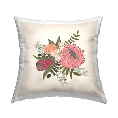 Stupell Industries Casual Mixed Dahlia Flower Leaves Arrangement Throw Pillow, 18" x 18"