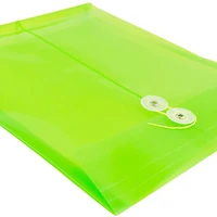 JAM Paper 9.75" x 13" Lime Green Plastic Button String Open End Envelopes, 108ct.