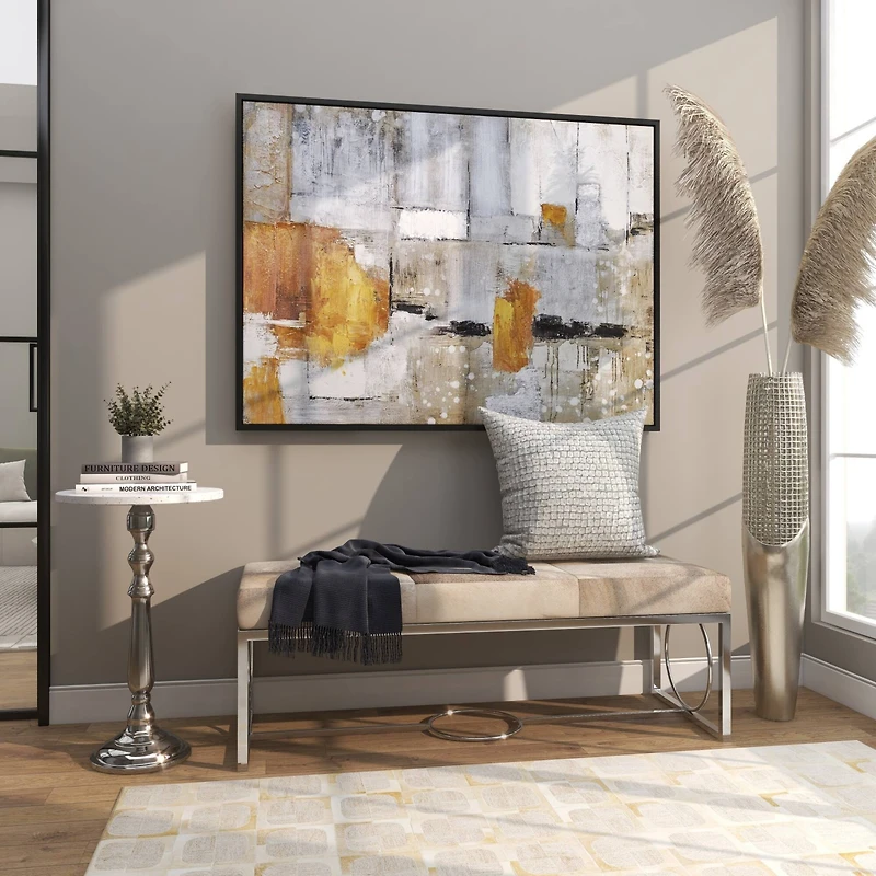 3ft. Silver Aluminum Grid Inspired Vase with Open Frame Design