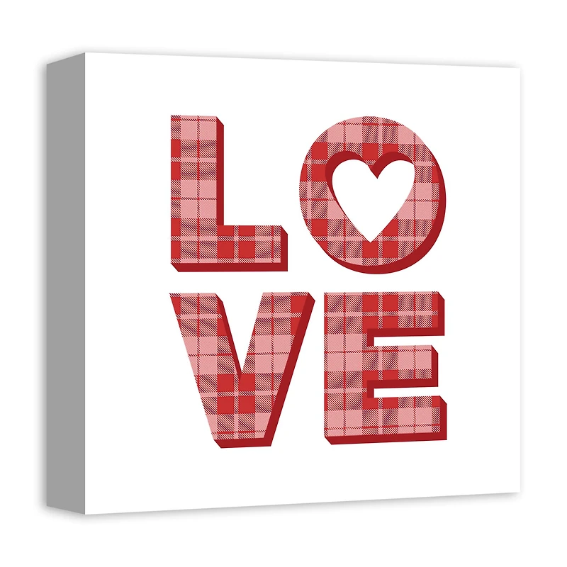Love Plaid Stack 12" x 12" Canvas Wall Art