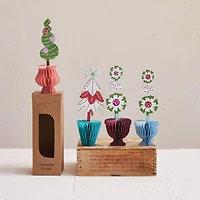 Hello Honey® 6" Printed Paper Folding Honeycomb Topiary with Holiday Design Set