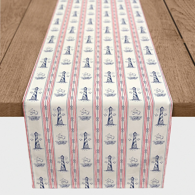 Nautical Lighthouses Poly Twill Table Runner