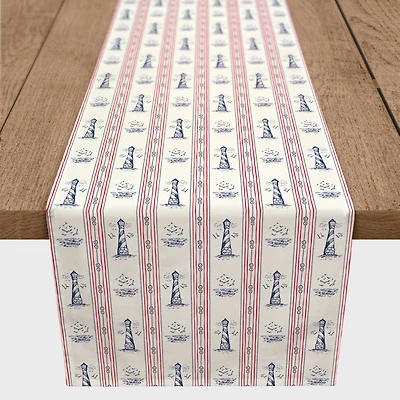 Nautical Lighthouses Poly Twill Table Runner