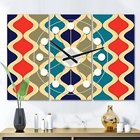 Designart Retro Ornamental Design VI Oversized Mid-Century Modern Multipanel Wall Clock