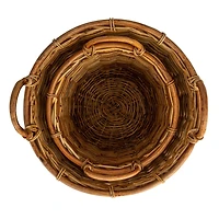 Hello Honey® Natural Brown Hand Woven Rattan Basket Set with Handles