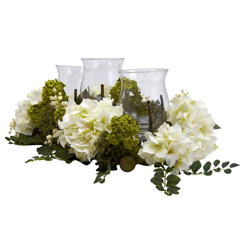 9.5" Snowball Hydrangea Triple Candelabrum