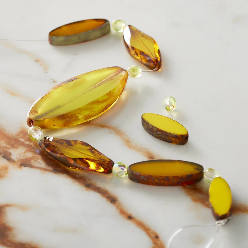 Smooth Yellow Czech Glass Oval Bead Mix by Bead Landing™