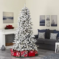 7.5ft. Unlit Flocked Livingston Fir Artificial Christmas Tree with Pine Cones