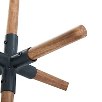 Set of 2 Brown Wood Industrial Sculptures, 6" x 6" x 5"