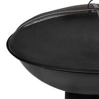 32" Black Cast Iron Fire Pit Bowl with Screen