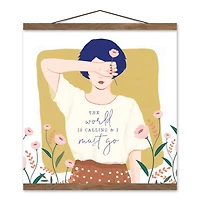 World Calling Teak Hanging Canvas