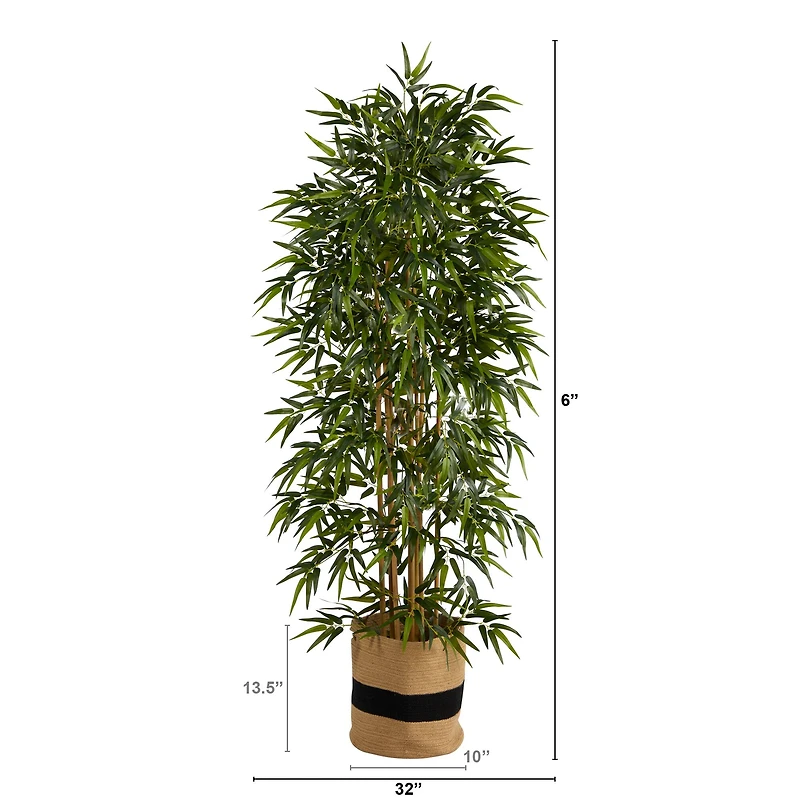 6ft. Bamboo Artificial Tree with 1024 Bendable Branches in Handmade Natural Cotton Planter