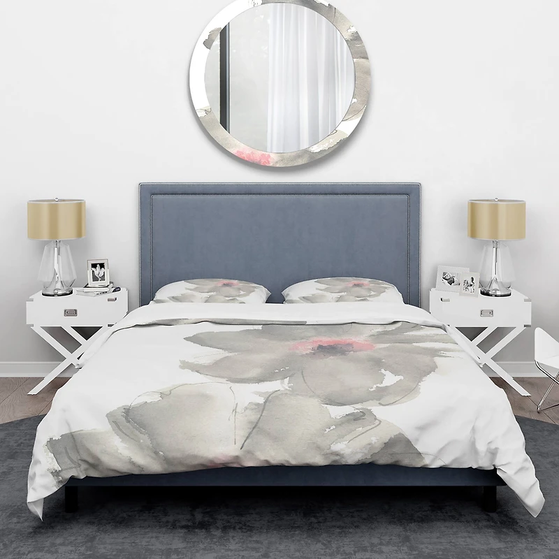 Designart 'Shabby Gray Blush Cosmo I' Shabby Bedding Set