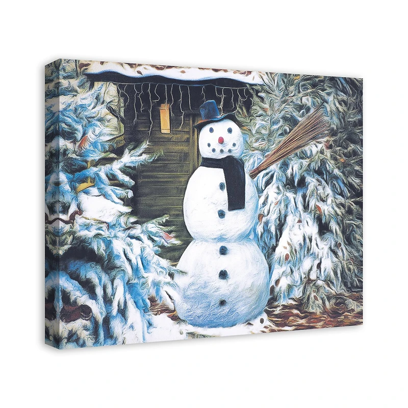 Winter Snowman 24x20 Canvas Wall Art