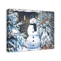 Winter Snowman 24x20 Canvas Wall Art