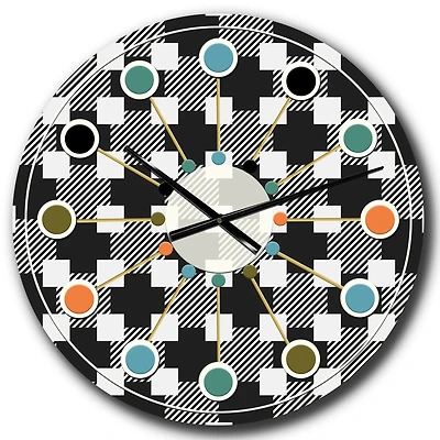 Designart 'Geometric Monochrome Pattern Ii Mid-Century Modern Wall Clock
