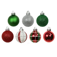 7 Pack 1.5" Red, Green, White & Silver Shatterproof Ball Ornaments by Ashland®