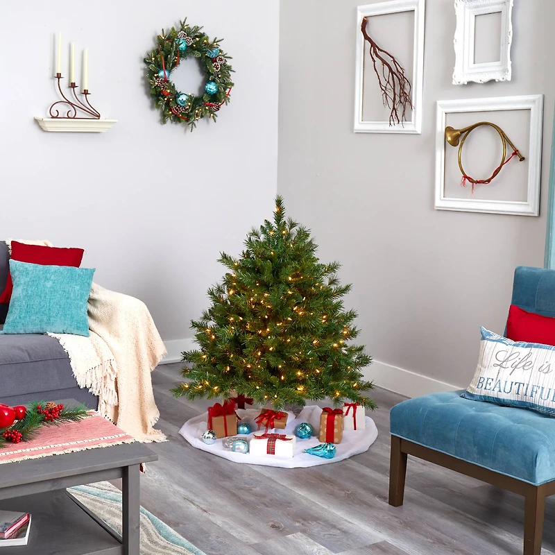 4ft. Pre-Lit Wyoming Mixed Pine Artificial Christmas Tree, Clear LED Lights