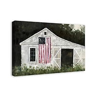 White Rustic Patriotic Barn II Canvas Wall Art