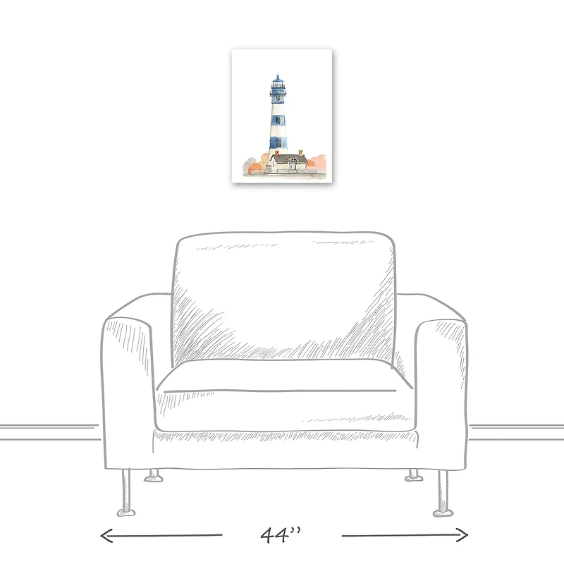 Striped Lighthouse 12" x 16" Canvas Wall Art