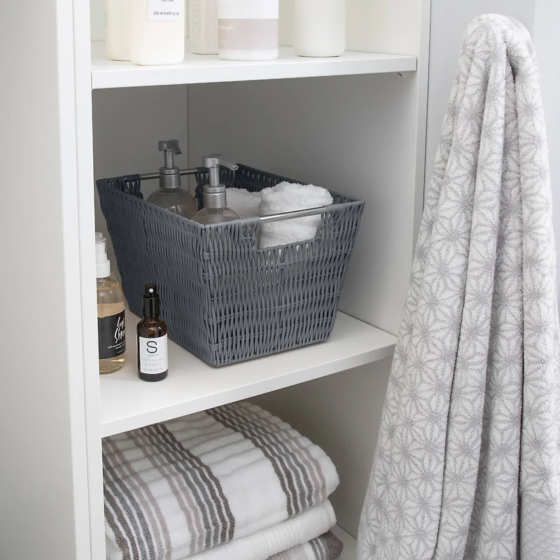 Simplify Medium Charcoal Rattan Storage Basket