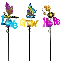 3ft. Solar Lighted Grow, Love, & Hope Outdoor Garden Stakes