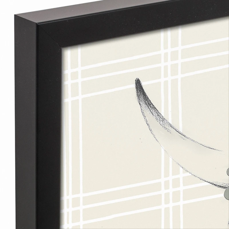 Charcoal Highland Floral Crown Black Framed Canvas