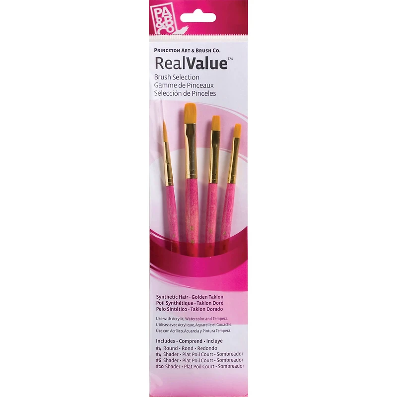 Princeton™ RealValue™ Brush Golden Taklon 4 Piece Brush Set