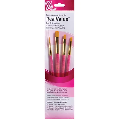Princeton™ RealValue™ Brush Golden Taklon 4 Piece Brush Set