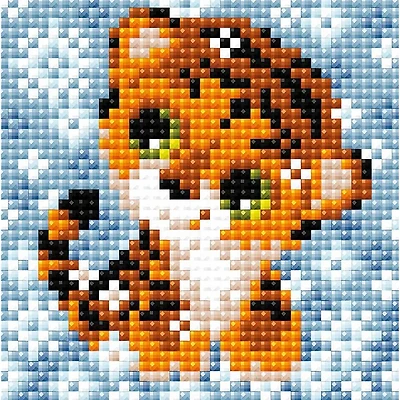 RIOLIS Diamond Snow Tiger Mosaic Kit, Square Diamonds