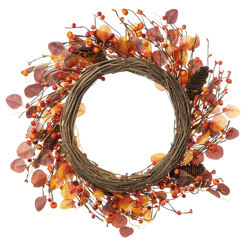 Glitzhome® 22" Fall Eucalyptus Berry Wreath