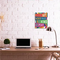 Stupell Industries Show Up Work Hard Phrase Pop Stripe Pattern Canvas Wall Art