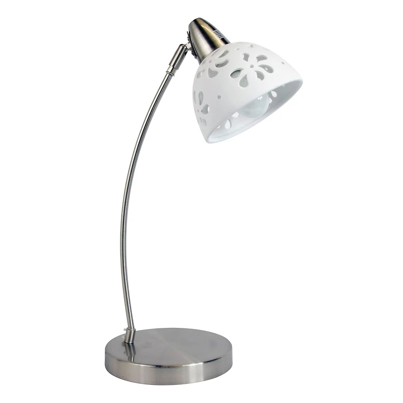 Simple Designs™ 20" Brushed Nickel Desk Lamp with White Porcelain Flower Shade